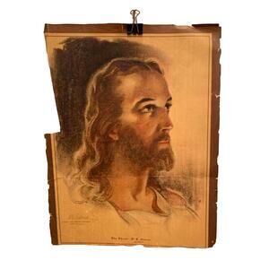 Vintage 1935 W.E. Sallman Messenger Corporation Jesus Christ Paper Print